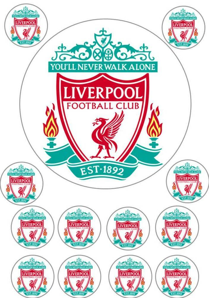 LIVERPOOL FOOTBALL LOGO Edible Cup Cake Topper Icing Wafer Birthday 