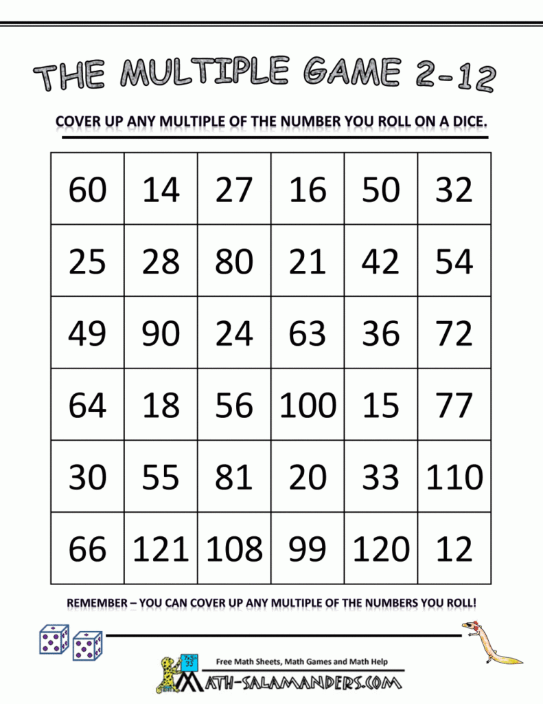 Math games using dice the multiple game 2 to 12bw gif 1 000 1 294 