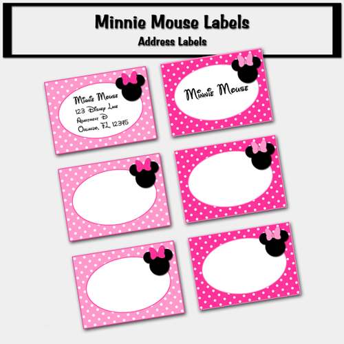 Minnie Mouse Inspired Address Labels Pink Printable PDF Minnie 