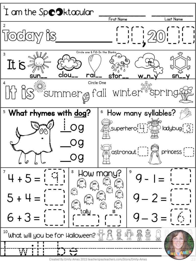 Morning Work October First Grade Packet Morning Work Freebie 