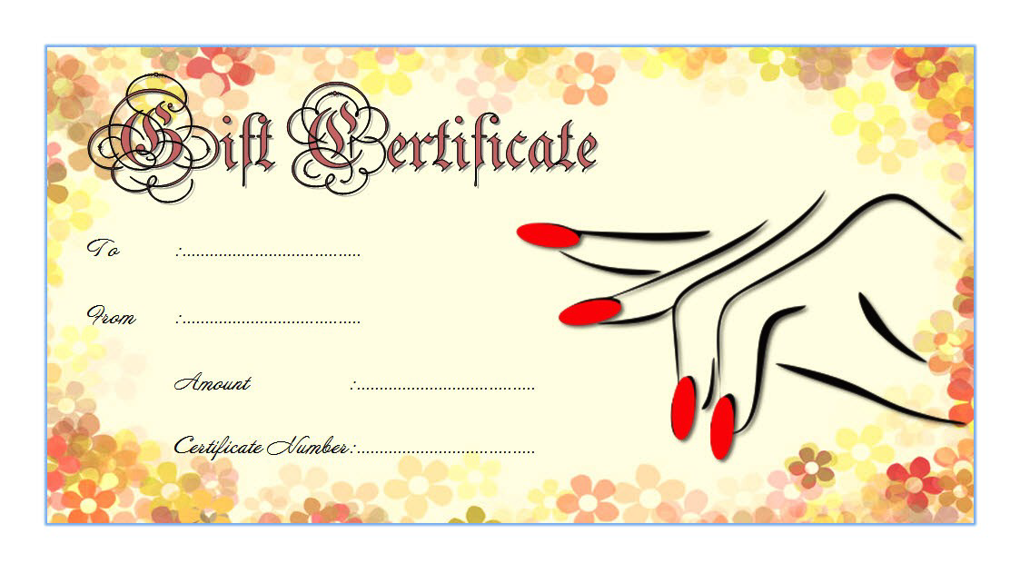 Nail Salon Gift Certificate Design FREE 2 Certificate Design Salon Gifts