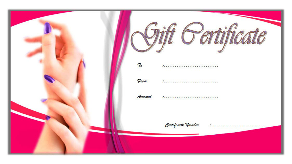 Nail Salon Gift Certificate Template FREE 2 Printable Gift 