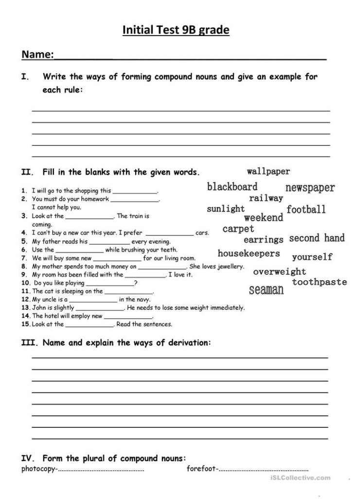 Ninth Grade Worksheets Db excel