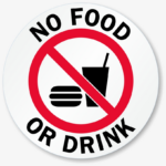 No Food Or Drink Glass Door Decal Signs Food And Drinks Allowed Sign