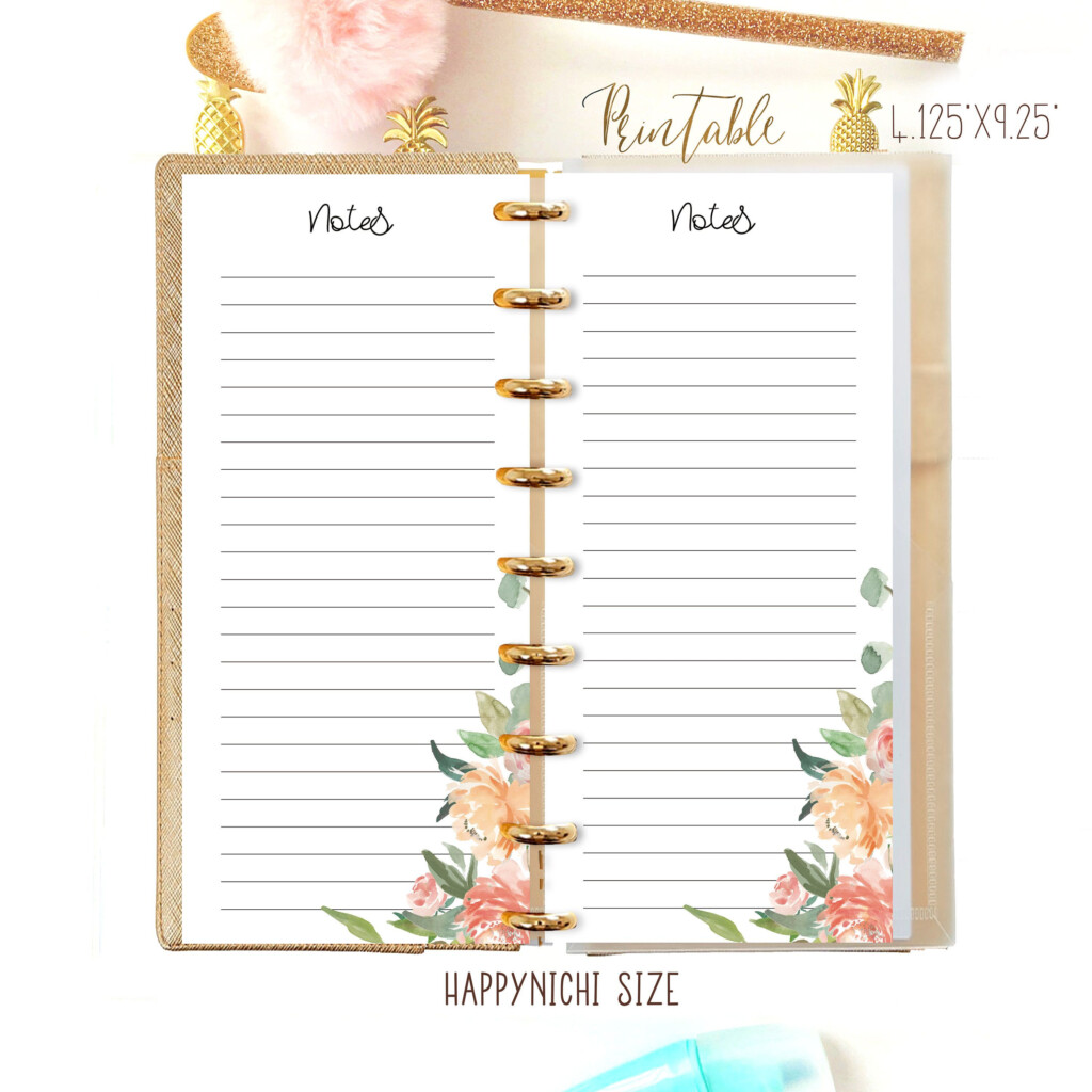 Notes Inserts Made To Fit Happy Planner Half Sheet Printable Happynichi 