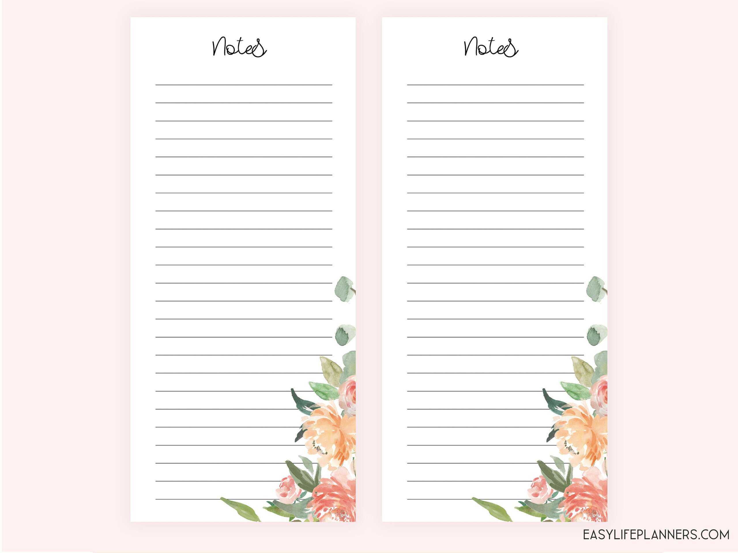 Notes Inserts Made To Fit Happy Planner Half Sheet Printable Happynichi