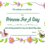 Princess For A Day Printable Certificate Gift Certificate Template