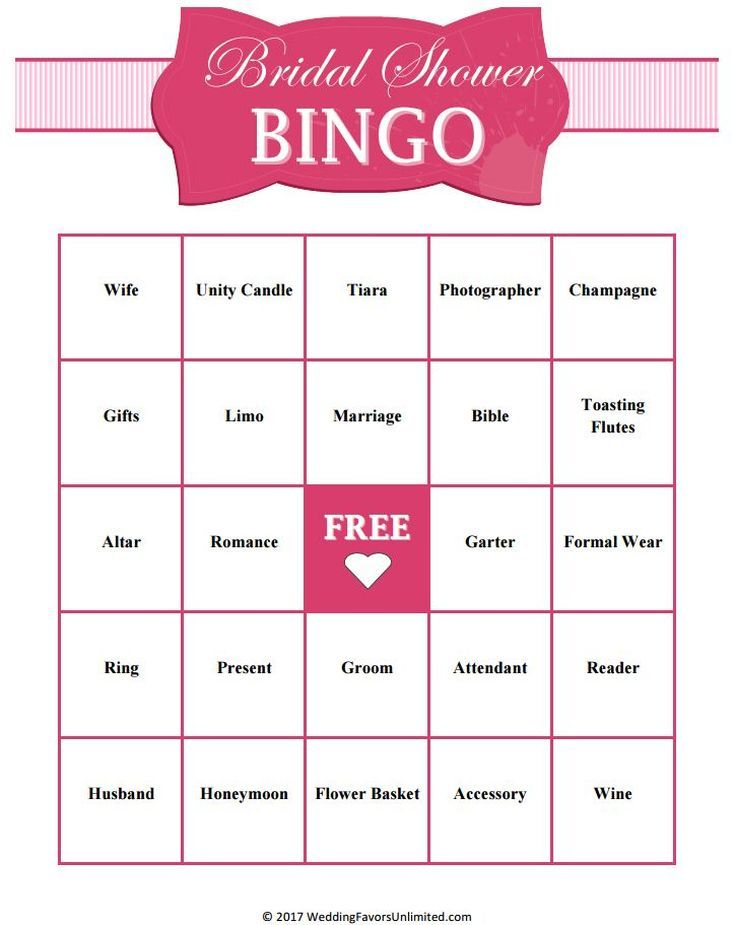 Print Off These Free Bingo Cards For An Easy Bridal Shower Game 