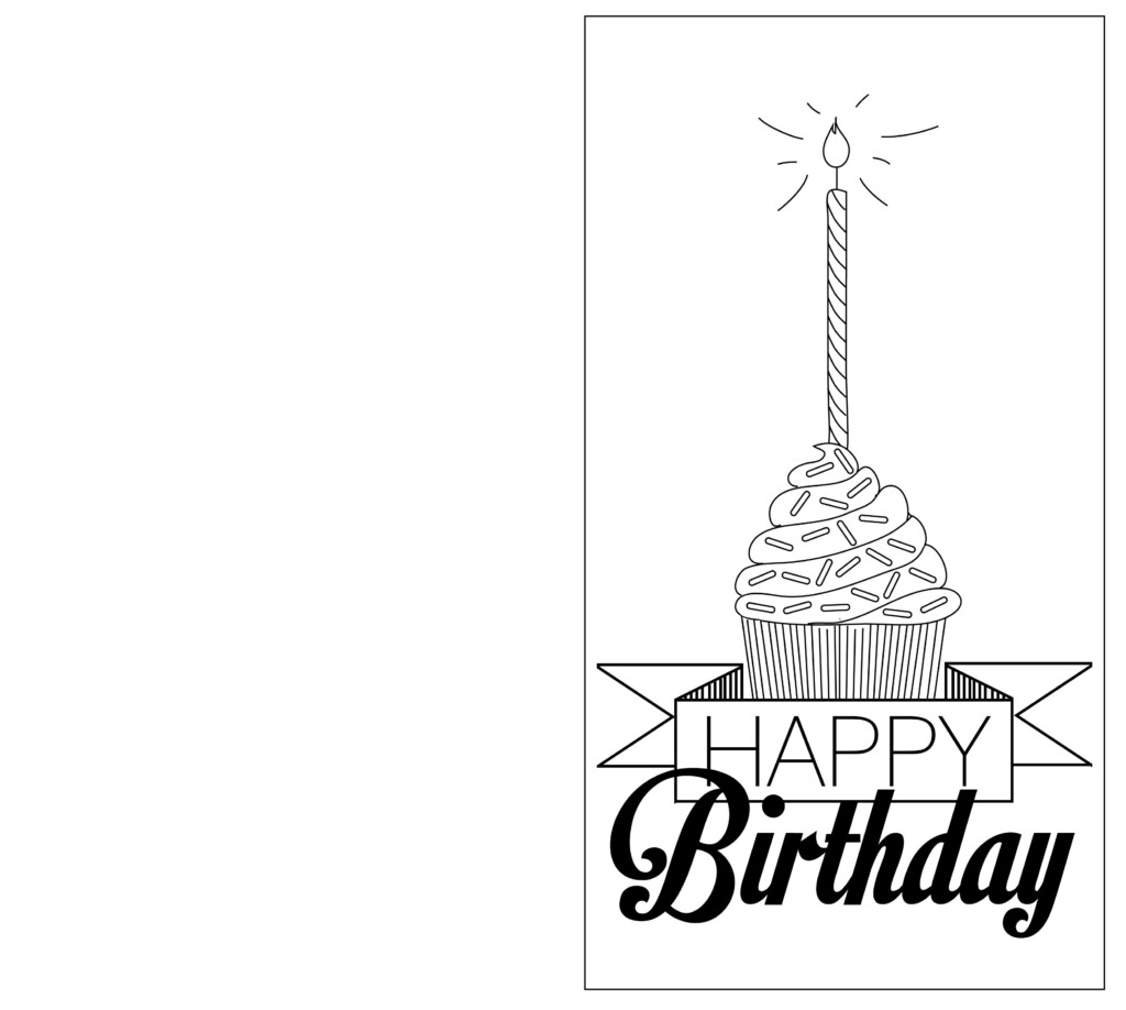 Print Out Black And White Birthday Cards Birthday Card Template 
