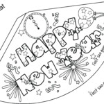 Print Out Happy New Year Party Hat Coloring For Kids New Year