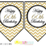 Printable 60th Birthday Banner 60th Gold And Black Chevron Etsy