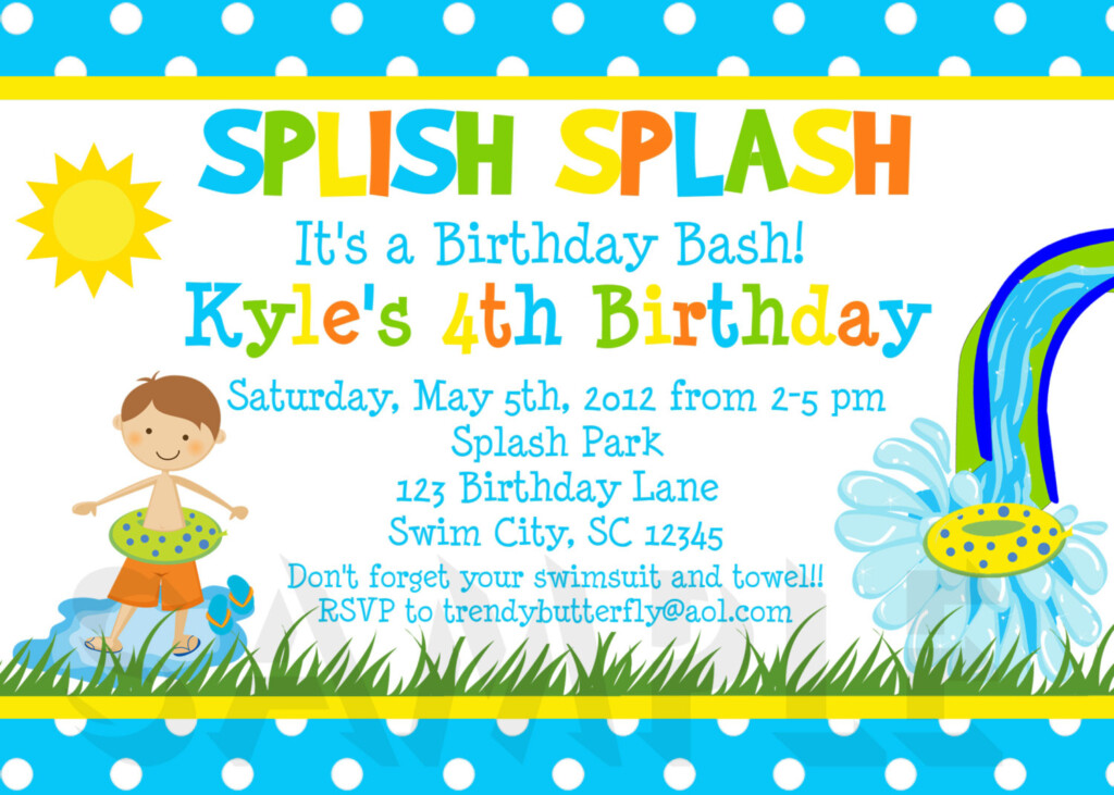 Printable Birthday Party Invitations Summer Themed Invite Pool Party