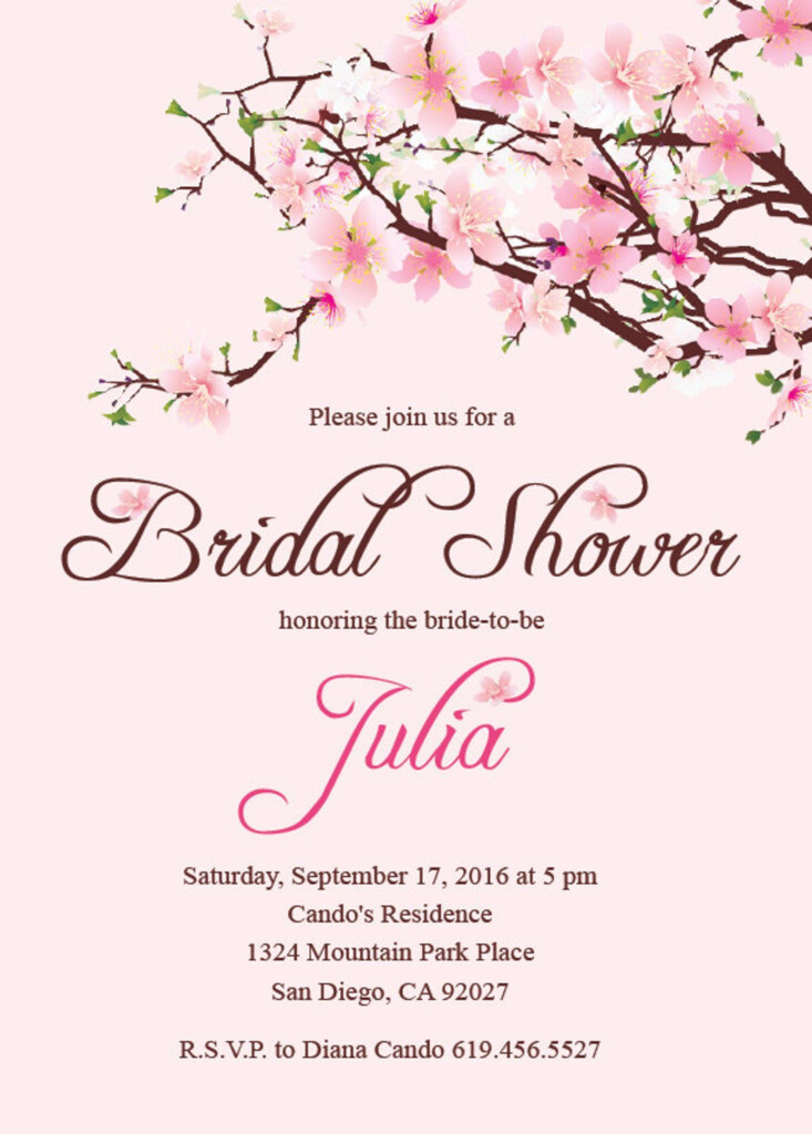 Printable Cherry Blossom Bridal Shower Invitation Printable Etsy 