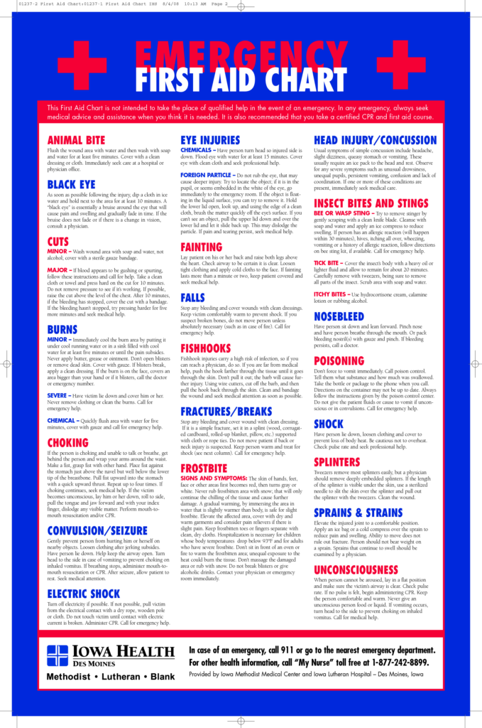 Printable Emergency First Aid Chart Emergency First Aid Medical 