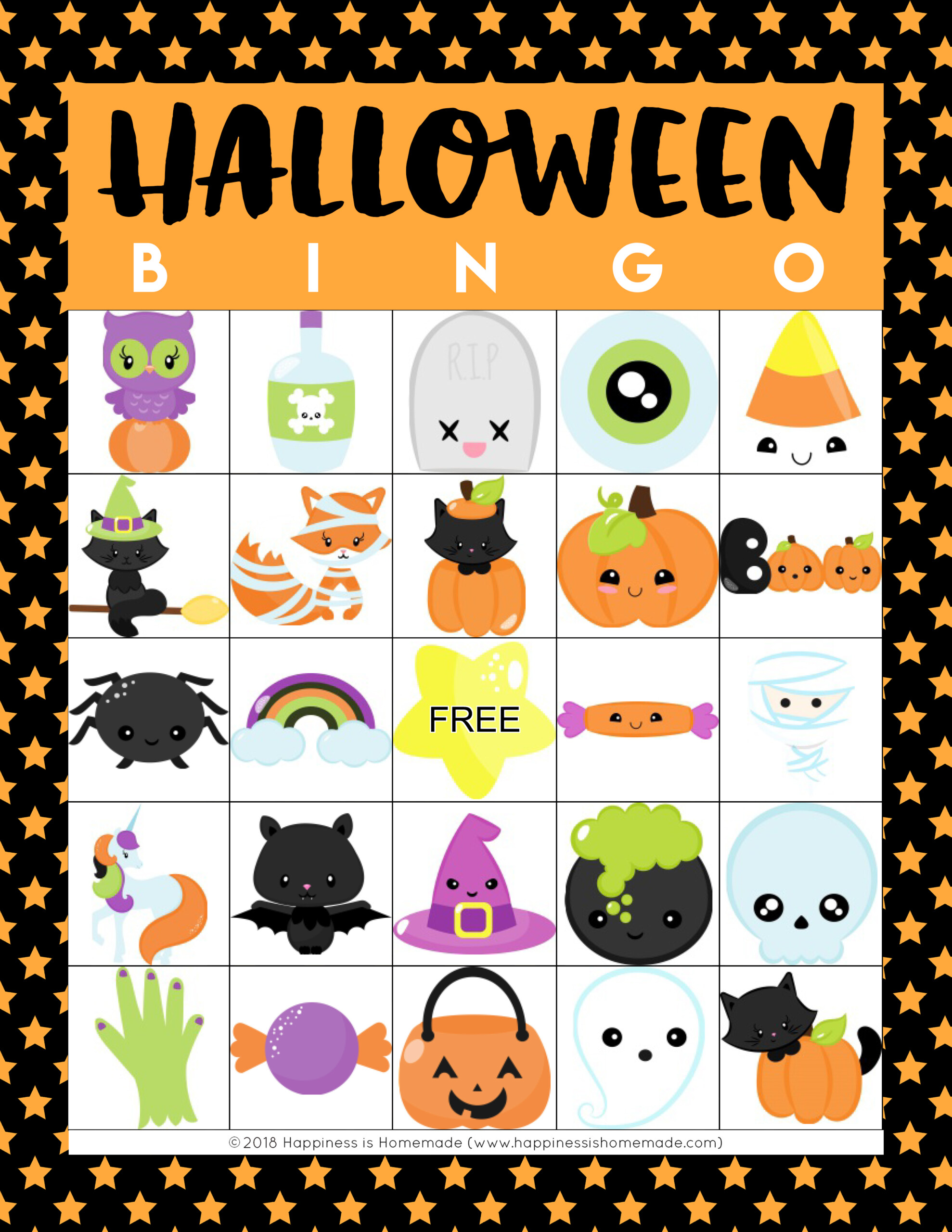 Printable Halloween Bingo Game Cards Happiness Is Homemade