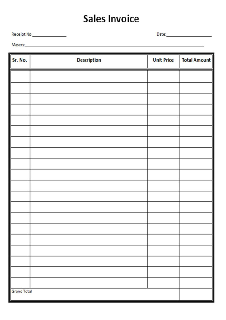 Printable Sales Invoice Invoice Template Ideas