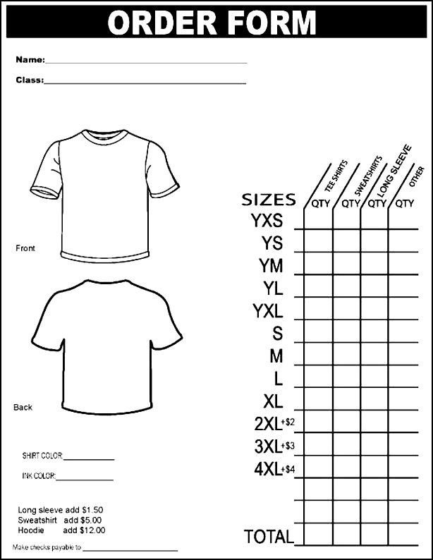 Printable T Shirt Order Form Template Besttemplates123 Order Form 
