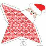Pyramid Gift Box With Santa Claus And Red Snowflakes free Printable
