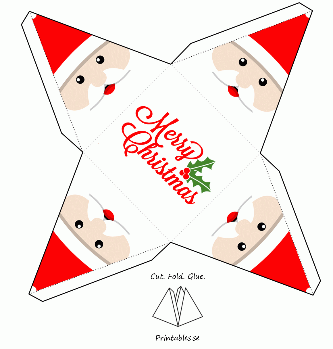 Pyramid Gift Box With Santa Claus free Printable 