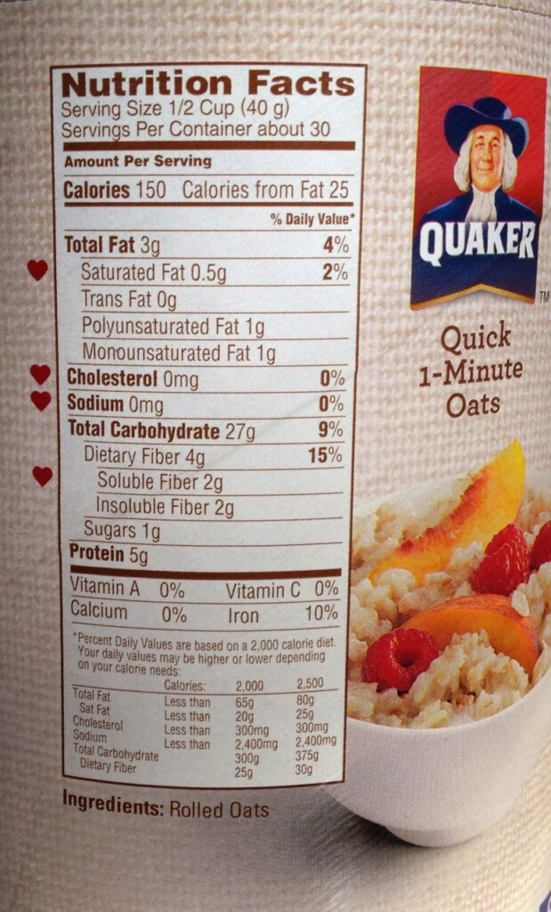 Quaker Oats Nutrition Label Quaker Oatmeal Label Neily Top Label Maker