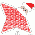 Red Pyramid Gift Box With Santa Claus And White Snowflakes free Printable