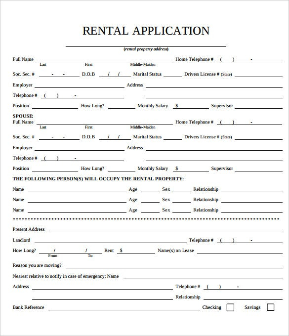 Rental Application 21 Free Word PDF Documents Download Free 