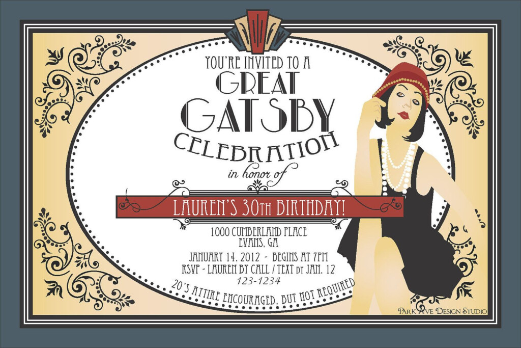 Roaring 1920 s Flapper Great Gatsby Printable Party Invitation 15 