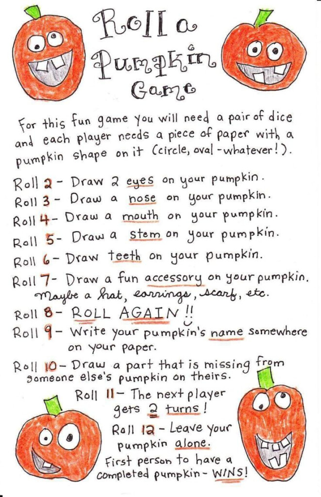 Roll A Pumpkin Dice Game Halloween Activities Halloween School 