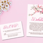 Set Of 4 Printable Cherry Blossom Wedding Invitation E Card Etsy