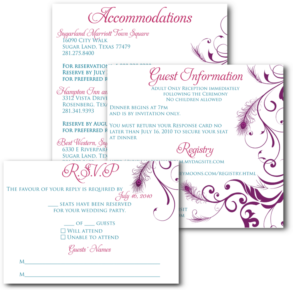 Signatures By Sarah Wedding Invitation Inserts For Pamela