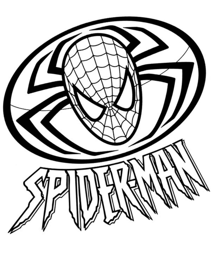 Spider Man Logo With Face Spider Man Coloring Page To Print And Download