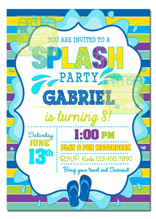 Splash Party Invitation Pool Party Birthday Invitation Boy Pool 