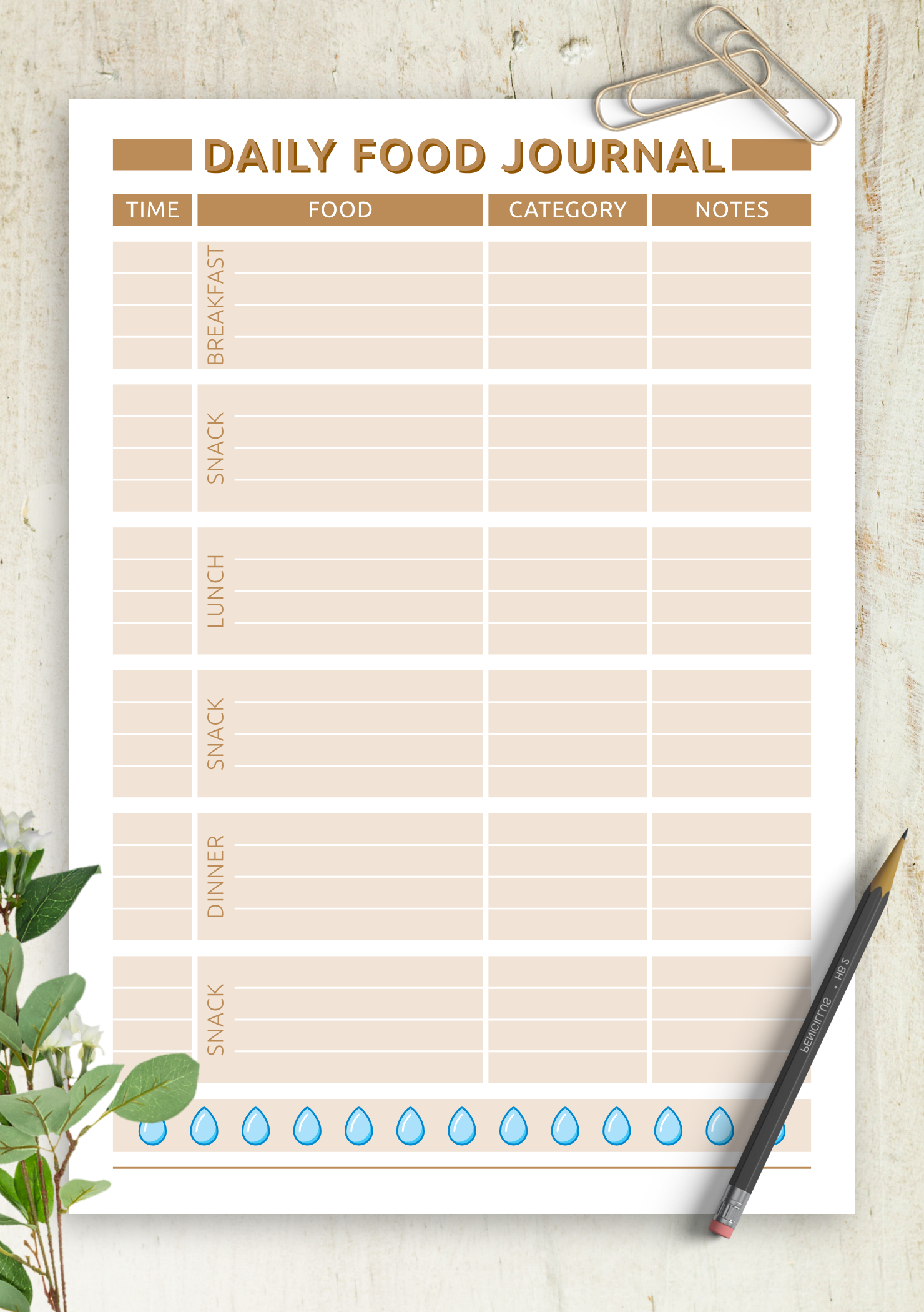 This Food Diary Template Is Designed For One Day It Will Help You To 