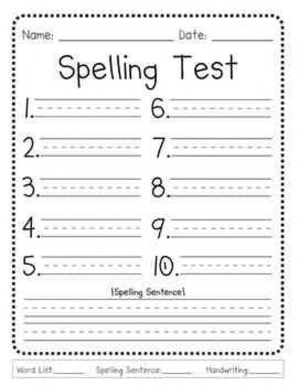 This Generic Spelling Test Template Is Perfect For Elementary Teachers 