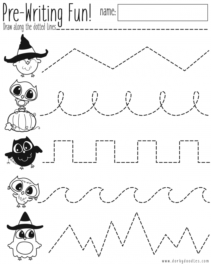 Tracing Lines Halloween Worksheets 99Worksheets