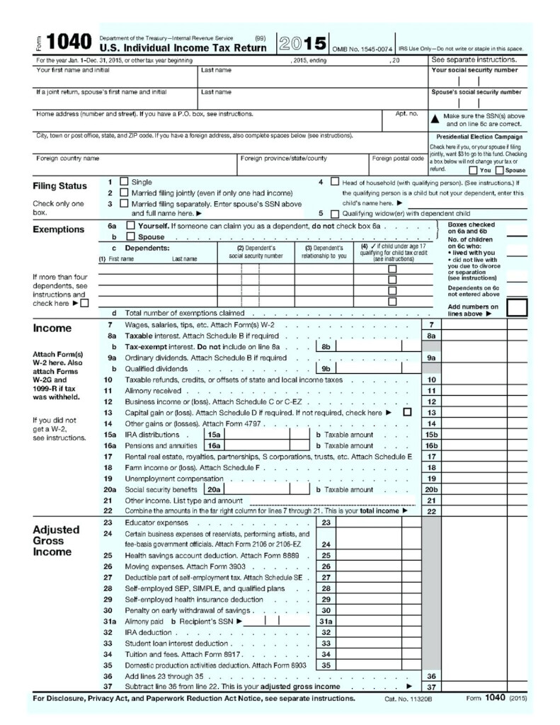 Us Federal Tax Form 1040a Universal Network