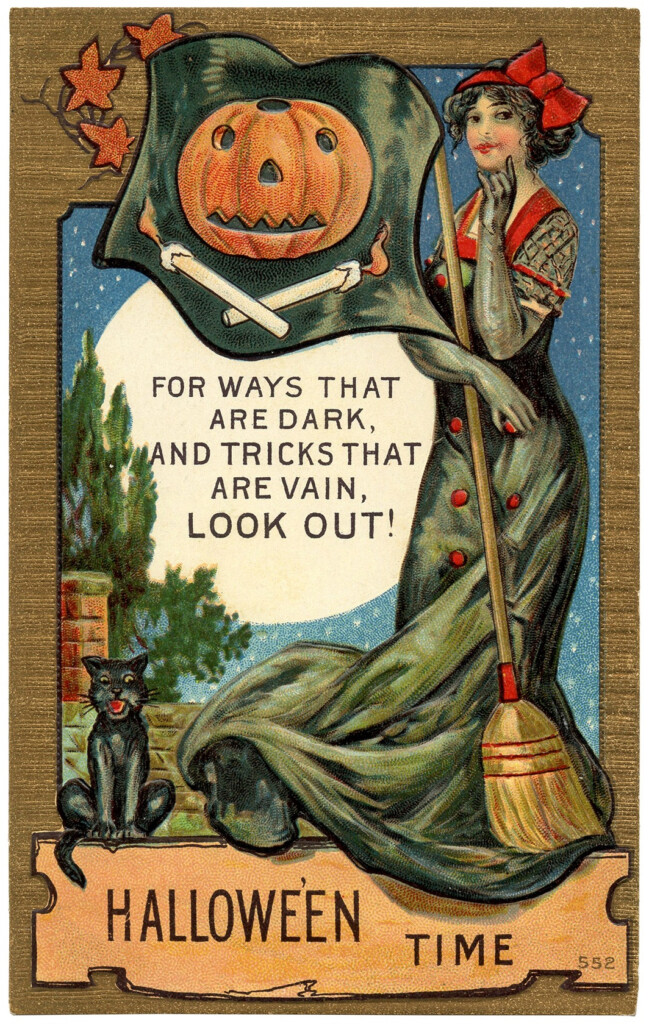 Vintage Halloween Postcard Image The Graphics Fairy Free Printable 