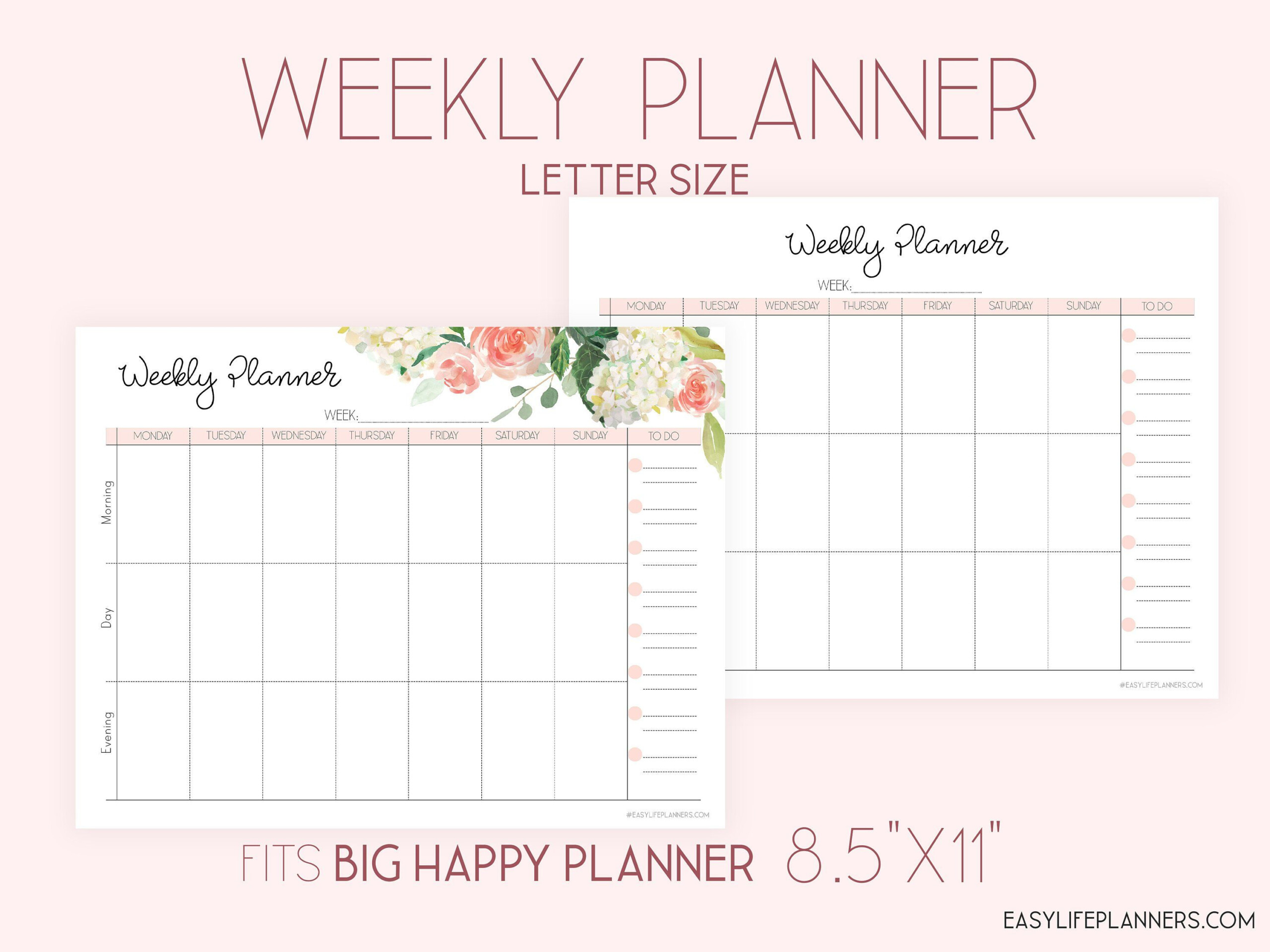 Weekly Planner Pages Big Happy Planner Inserts Weekly Agenda WO1P 