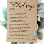 What Did The Dad Say Baby Shower Game Etsy Baby Shower Games Baby