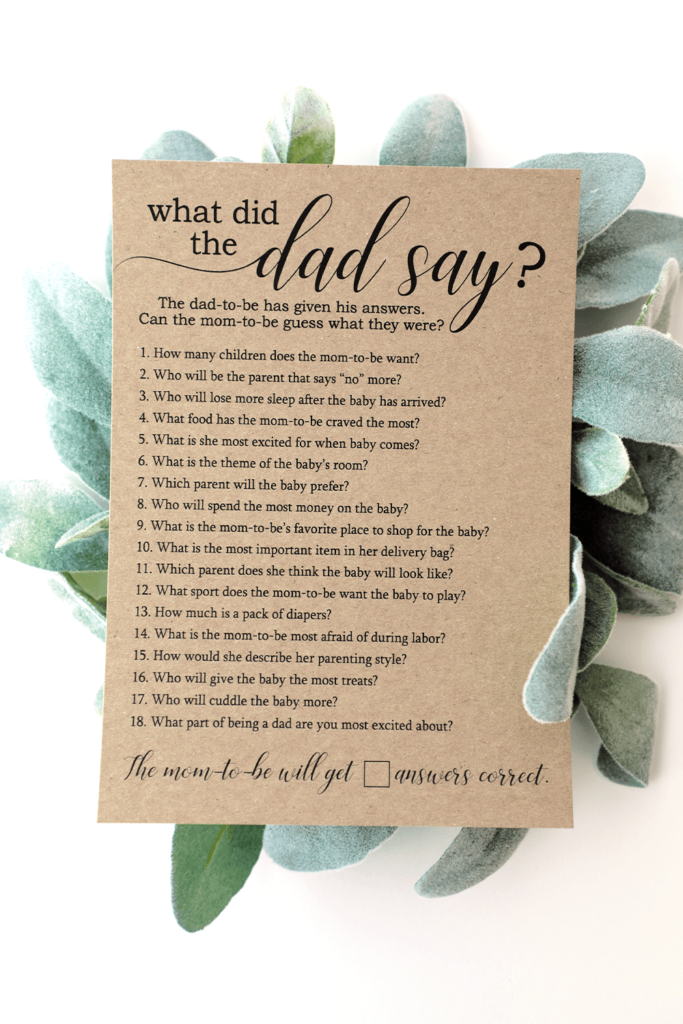 What Did The Dad Say Baby Shower Game Etsy Baby Shower Games Baby 