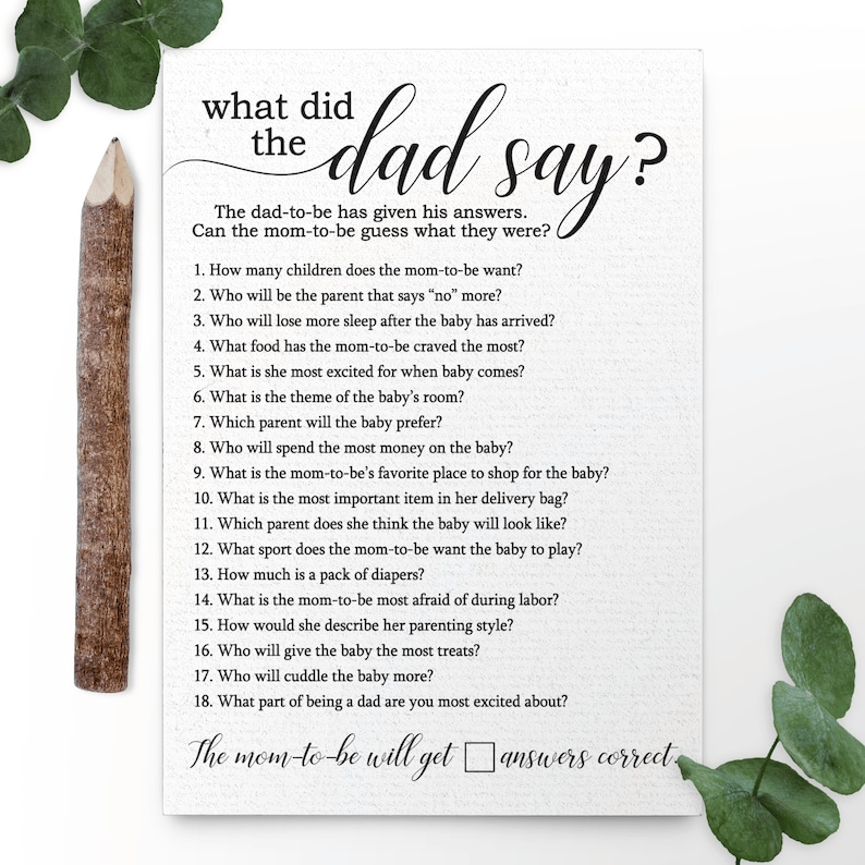 What Did The Dad Say Baby Shower Game Etsy