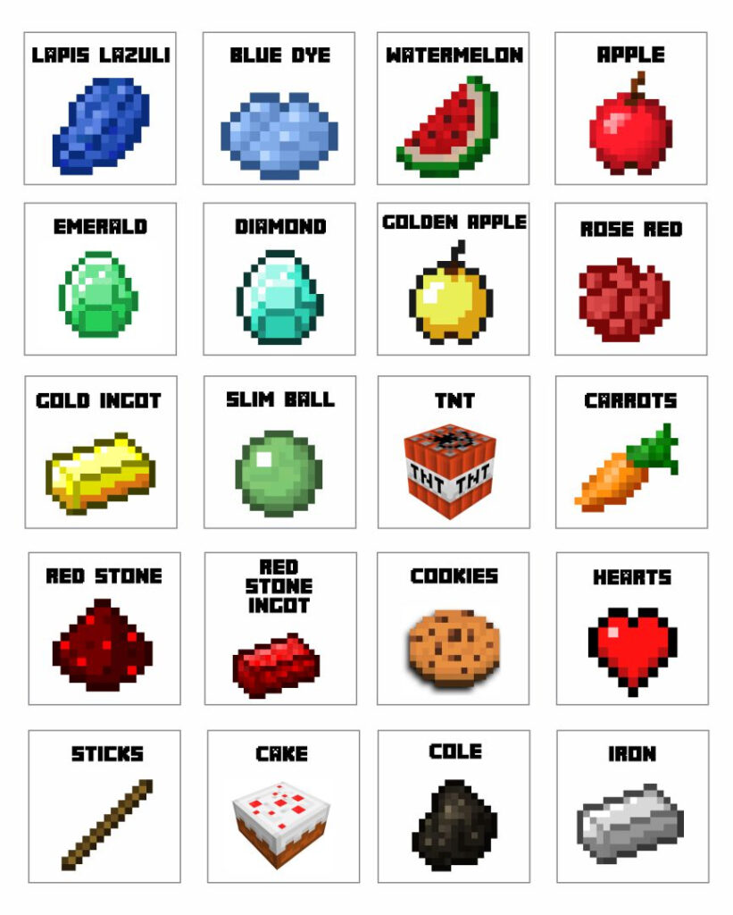 10 Best Minecraft Food Printables Card Printablee