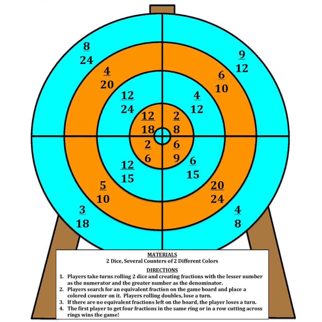 10 Printable Fraction Board Games For Equivalent Fractions