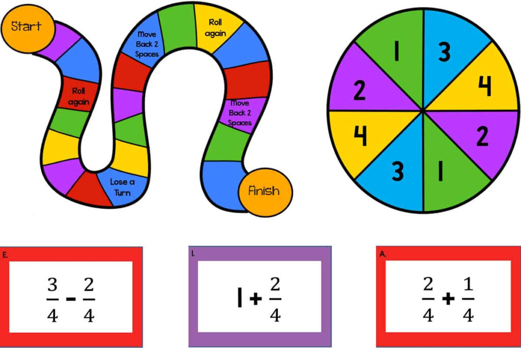 11 Printable Board Games For Adding Subtracting Fractions