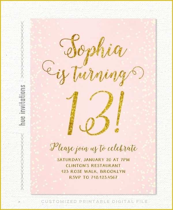 13th Birthday Invitation Templates Free Of Printable Birthday Cards For 