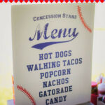 16 X 20 Baseball Party Concession Stand Menu Printable Customized