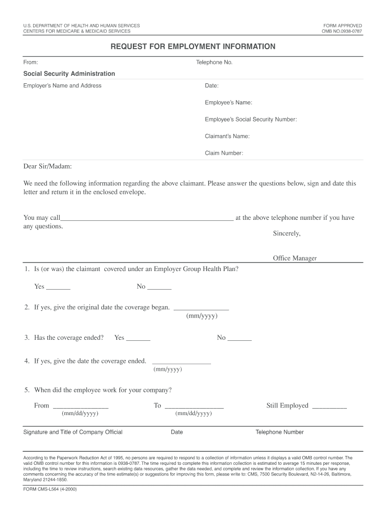 2000 Form CMS L564 Fill Online Printable Fillable Blank PdfFiller