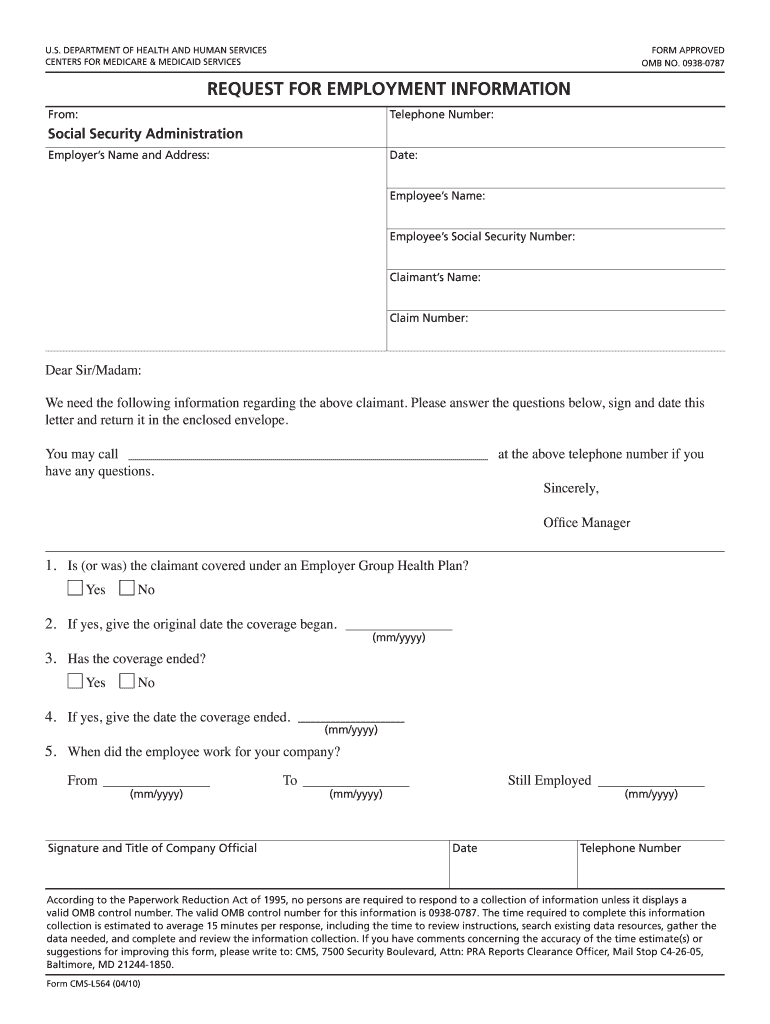 2010 Form CMS L564 Fill Online Printable Fillable Blank PdfFiller