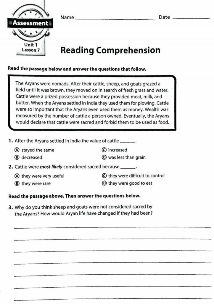 30 Sixth Grade Reading Comprehension Worksheets