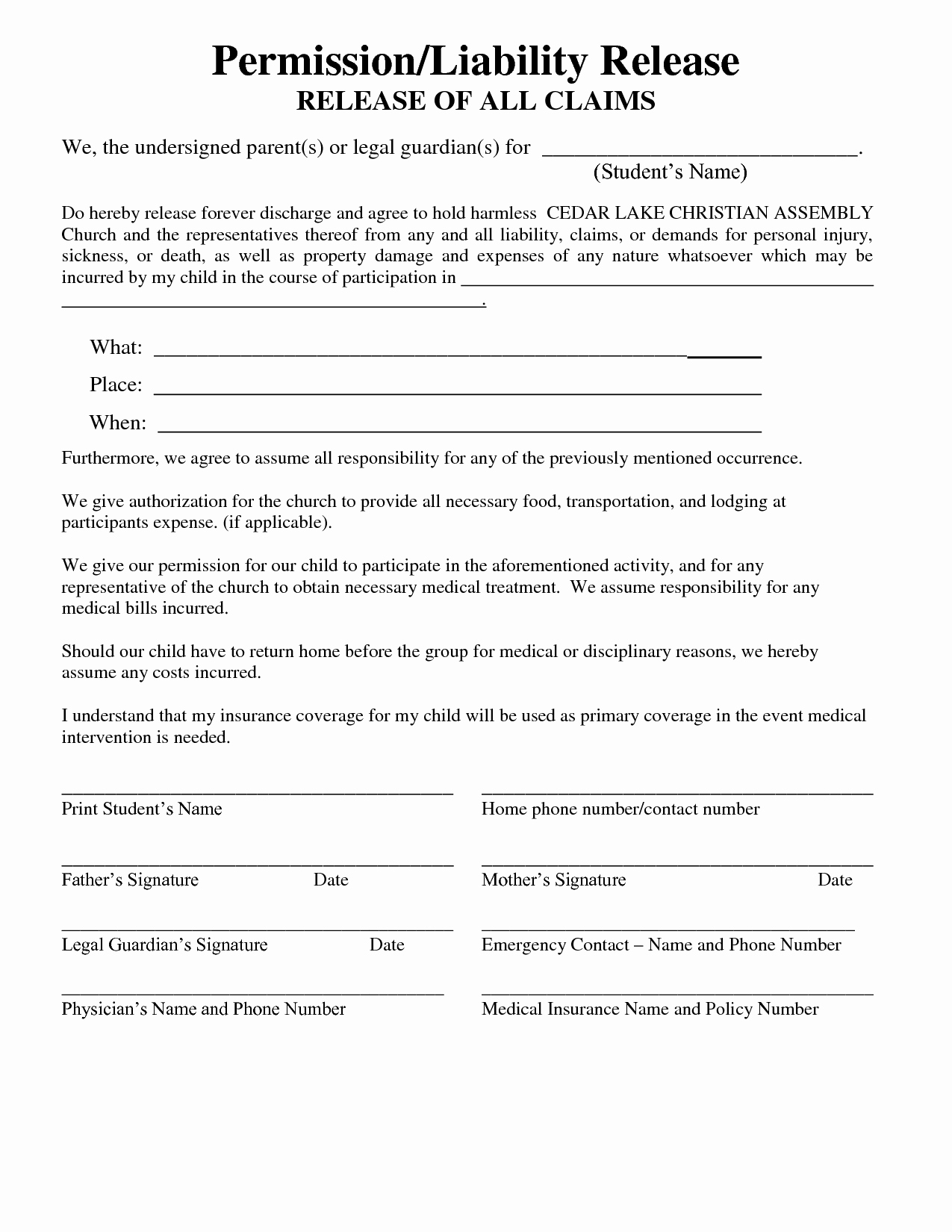40 Personal Injury Waiver Form Desalas Template
